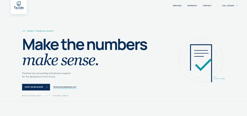MiniPage business website for Taxido