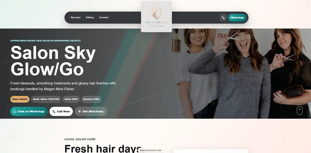 MiniPage business website for Salon Sky Glow/Go