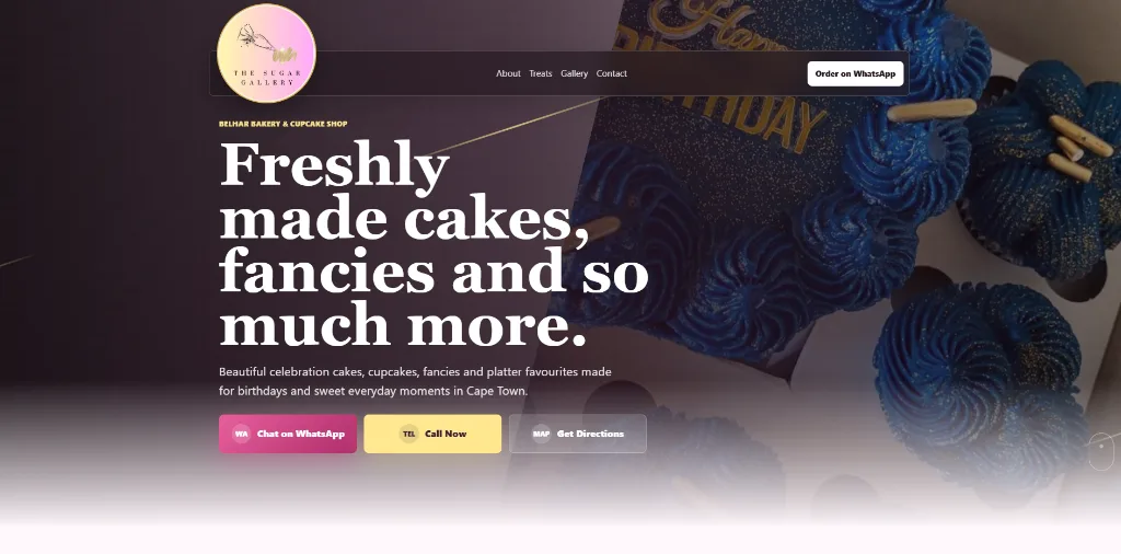 MiniPage business website for The Sugar Gallery