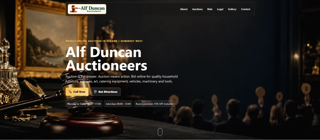 MiniPage business website for Alf Duncan Auctioneers