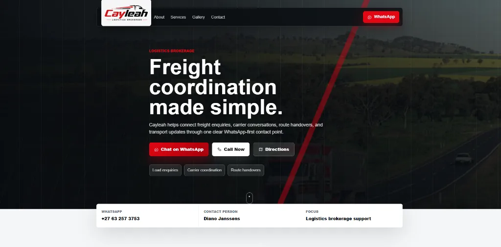 MiniPage business website for Cayleah 