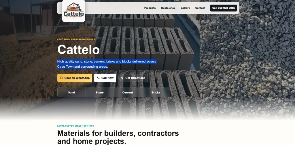 MiniPage business website for Cattelo